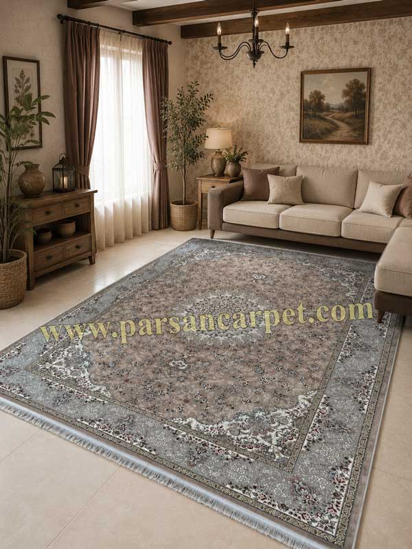 فرش 1200 شانه طرح افسون بژ | تمام اکریلیک
