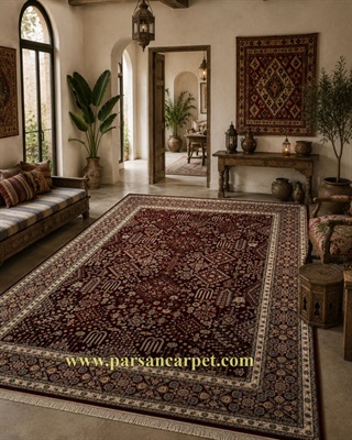 فرش 1200 شانه اصل کاشان طرح ایلخان با ضمانت کیفیت و دوام