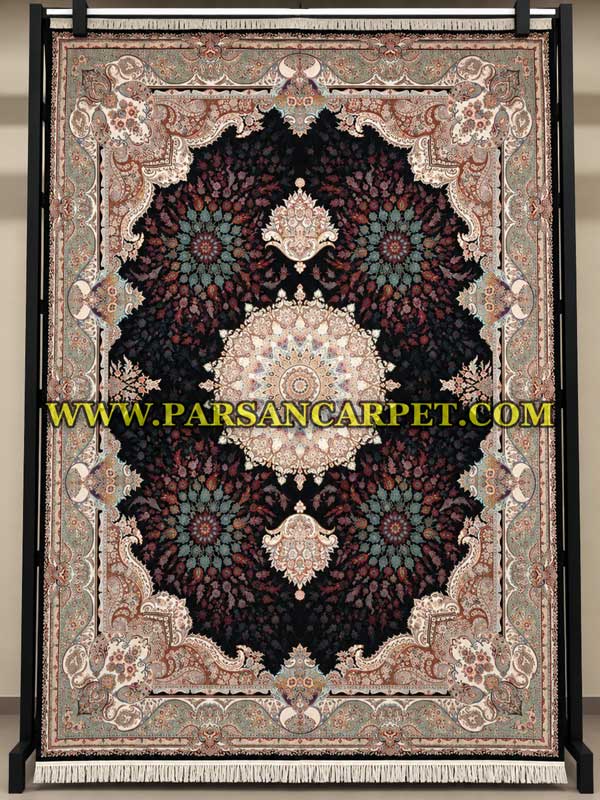 فرش 1200 شانه طرح فریبا سرمه ای