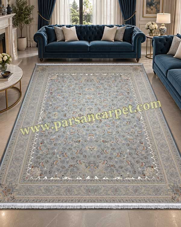 فرش 1200 شانه طرح ویکتوریا سیلور (نقره ای)