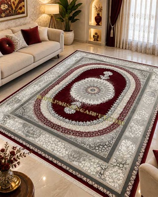 خرید فرش 1200 شانه لاکی گل برجسته | جدیدترین مدل صدرا کاشان