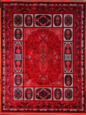 فرش 1200 شانه 9 رنگ طرح کتیبه | فرش 1200 شانه لاکی