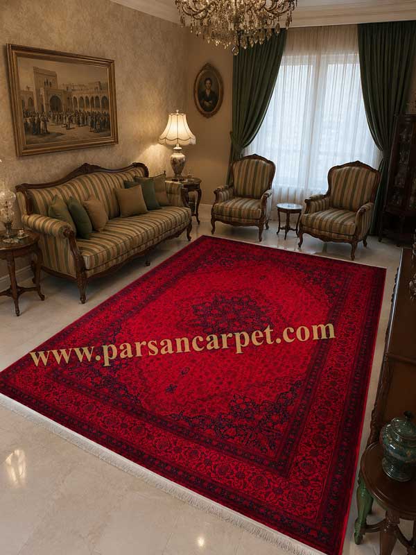 خرید فرش 1200 شانه نقشه هریس لاکی  | فرش پتینه
