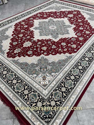 کارخانه فرش 1200 شانه طرح هریس لاکی | فرش ماشینی اصیل ایرانی