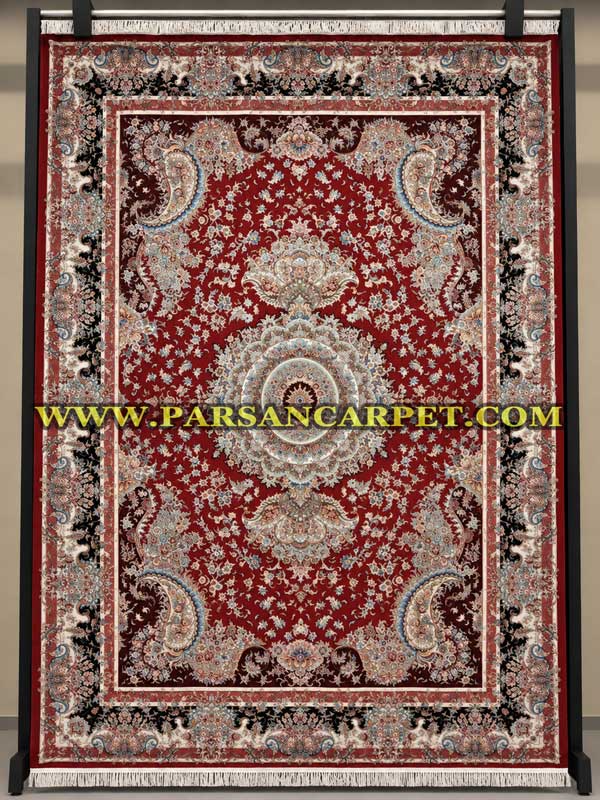 فرش 1200 شانه قرمز روناسی کد 1062 | طرح موج مهر