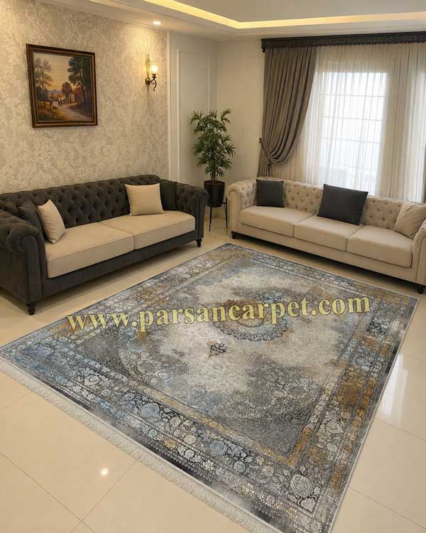 فرش 1200 شانه پتینه وینتیج کد K2308 طوسی