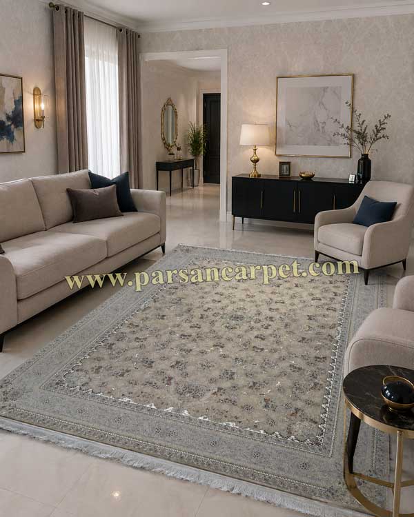 فرش 1200 شانه طرح ویکتوریا بژ