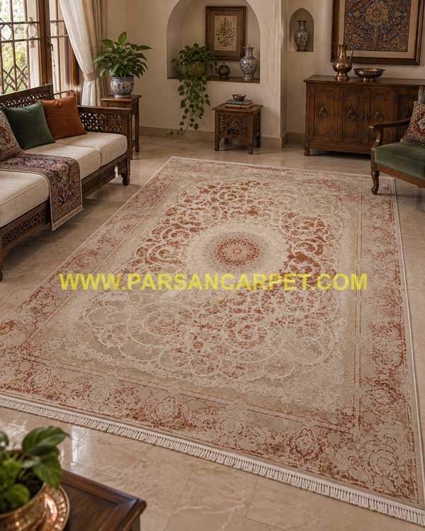 فرش 1200 شانه پتینه کد 1090 بژ روشن