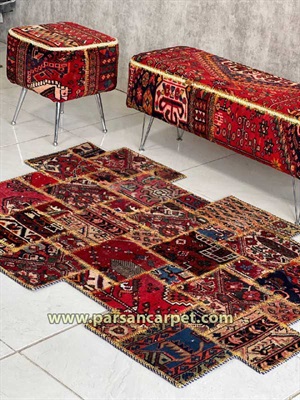 سایت فرش 1200 شانه چهل تیکه لاکی با ست نیمکت سنتی