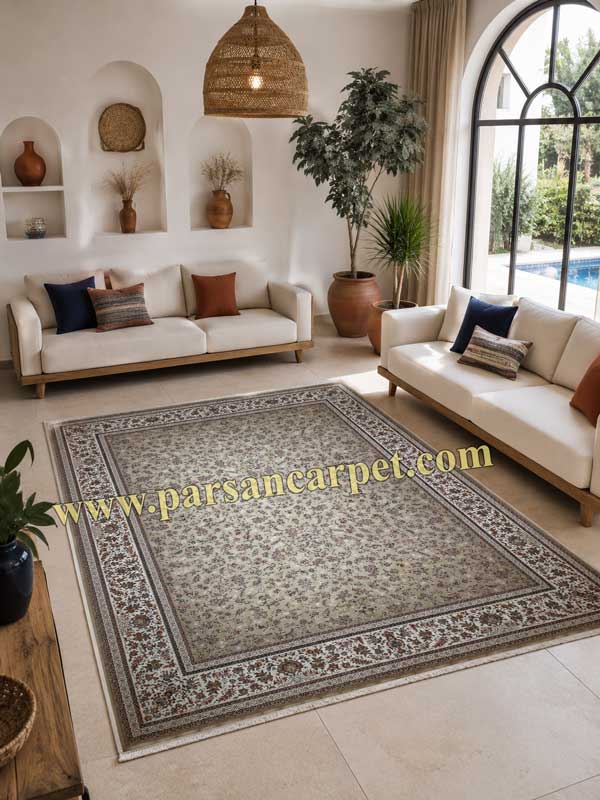 فرش 1500 شانه طرح افشان کد 5330 بژ
