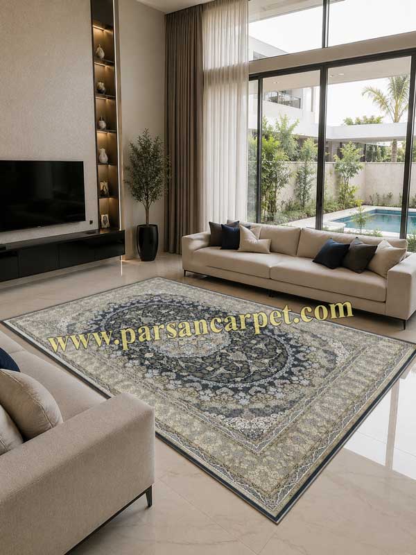 فرش 1500 شانه کد 5252 سرمه ای