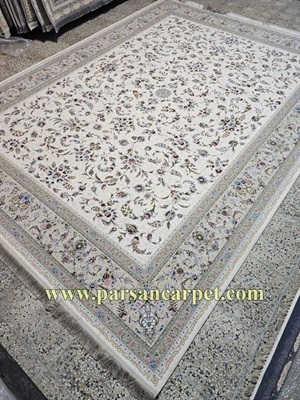 فرش 1500 شانه طرح نگار سفید دستباف گونه