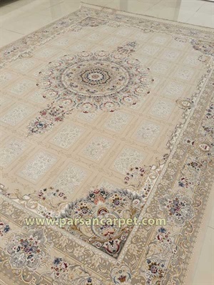 خرید فرش 1500 شانه مدل رادین صدفی با طراحی گل برجسته