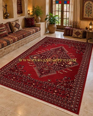 فرش 700 شانه سنتی بلوچی کد 7010 قرمز لاکی