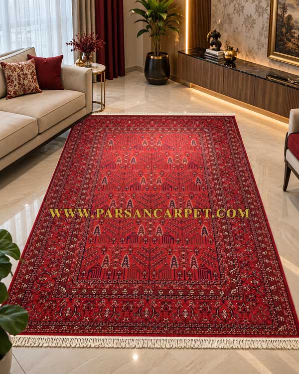 فرش 700 شانه سنتی بلوچی کد 4747 قرمز لاکی