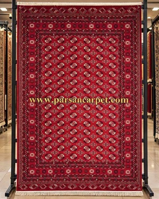 فرش 700 شانه سنتی طرح ترکمنی قرمز لاکی کد 4760