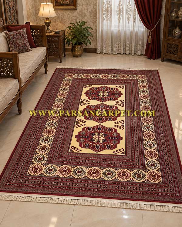 فرش 700 شانه سنتی بلوچی کرم لاکی کد 5151
