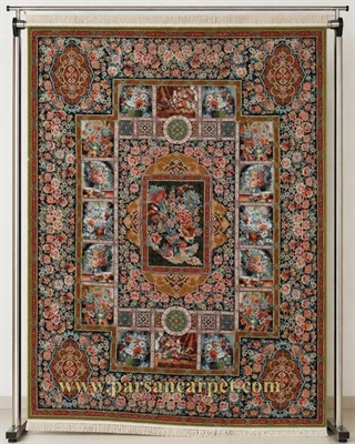 فرش طرح باغ ارم 700 شانه سبز