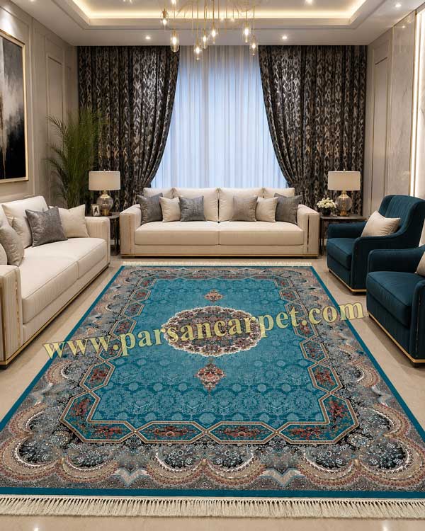 فرش 700 شانه طرح هالیدی آبی درجه یک
