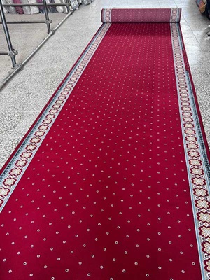 فروش عمده فرش سجاده ای 700 شانه طرح تشریفاتی قرمز | کارخانه فرش مسجدی