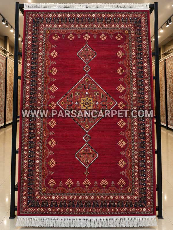 فرش طرح 700 شانه سنتی عشایری کد 104 لاکی