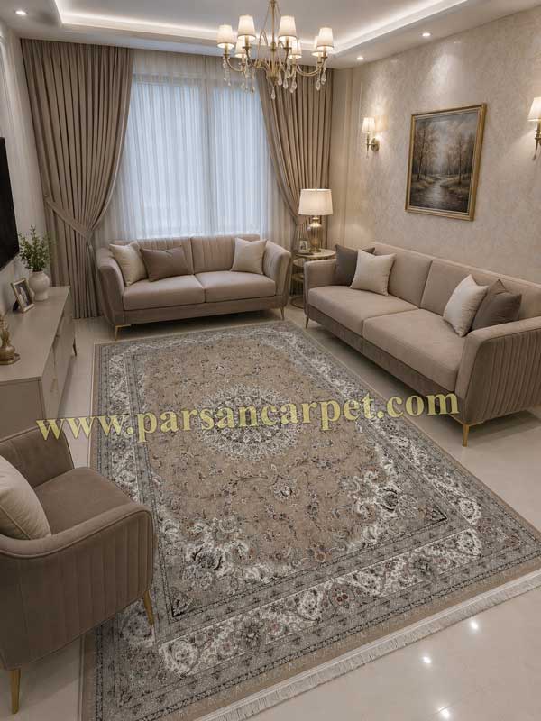 فرش 1200 شانه طرح تبریز بژ | قیمت خرید از کارخانه