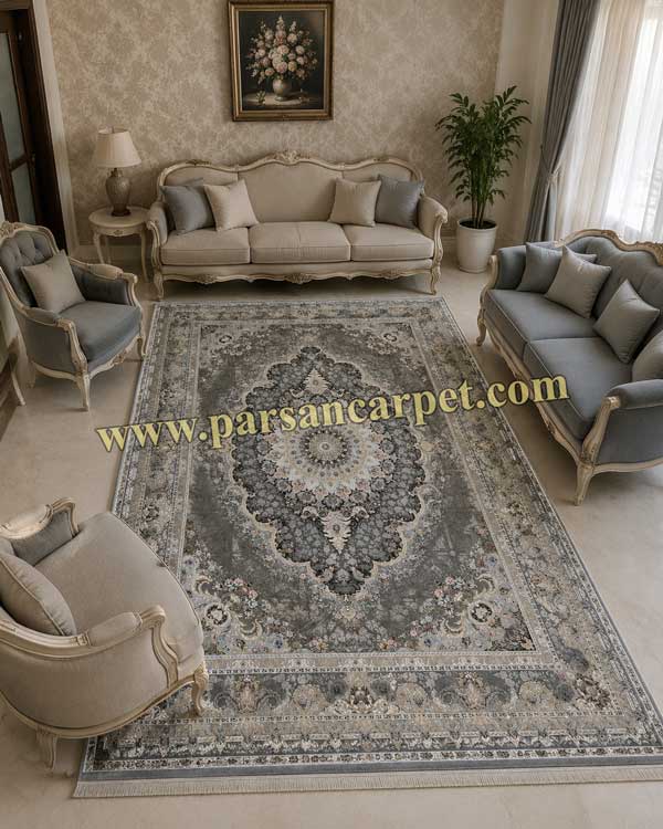 فرش 1200 شانه طرح ویونا دودی