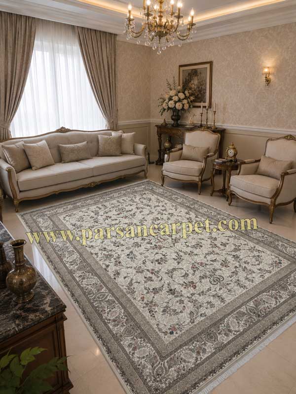 فرش 1200 شانه کرم طرح بهار افشان 