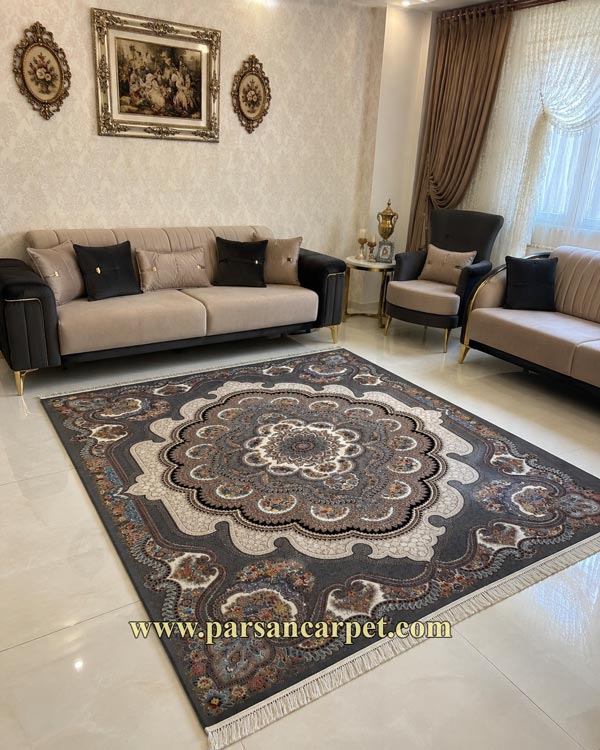 فرش طرح باغ ملک 700 شانه دودی اکریلیک