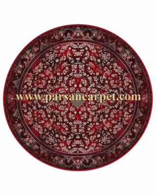 فرش ماشینی گرد 1200 شانه لاکی طرح پتینه کد 4045