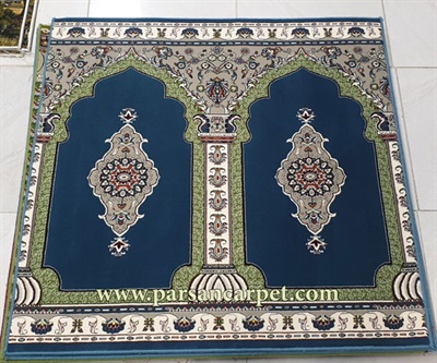 قیمت عمده فرش محرابی 700 شانه آبی اکریلیک درجه یک کاشان