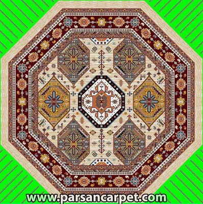 فرش هشت ضلعی طرح گبه کد 8