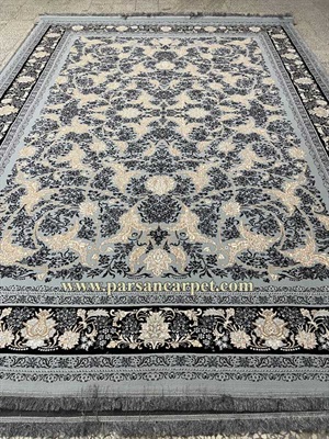 فرش طرح 700 شانه ویرجین نقره ای افشان طلاکوب