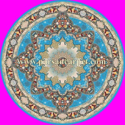 سفارش فرش گرد 1200 شانه طرح آروانا آبی