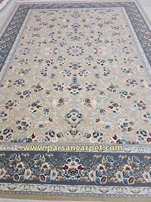 خرید فرش 1200 شانه طرح گلستان بادامی کف ساده با قیمت کارخانه