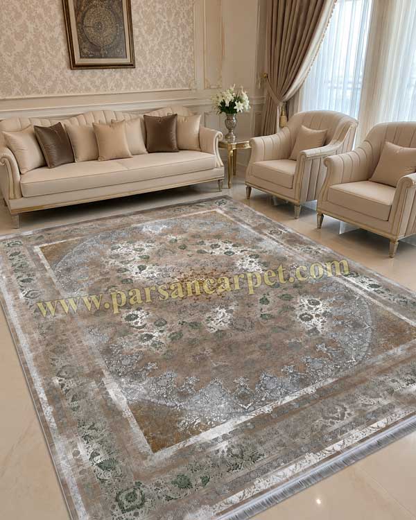فرش 1200 شانه وینتیج لایت بژ کد 4032 | فرش پتینه کاشان