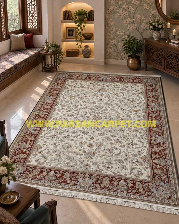 فرش 1200 شانه طرح افشان کرم کد 9080