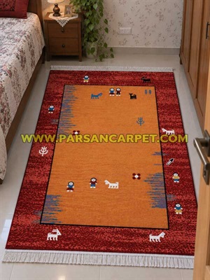 گلیم فرش سنتی طرح عشایری نارنجی کد 503