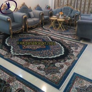 فرش طرح اطلسی آبی