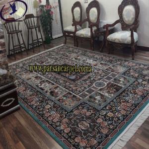 فرش آبی طرح باغ ارم