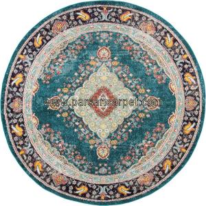 فرش دایره ای آبی سنتی