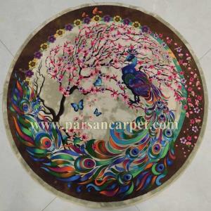 فرش دایره ای طرح طاووس