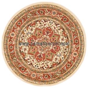 فرش گرد چاپی کرم