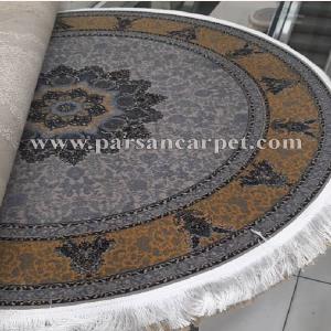 سایت فرش گرد 1200 شانه گل برجسته کرم طوسی