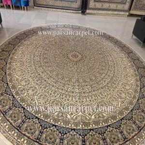 فرش دایره ای بزرگ طرح گنبدی 1200 شانه کرم سبز