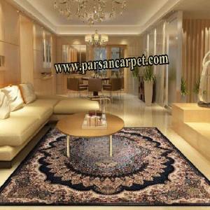 فرش سرمه ای طرح ارکیده