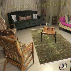 فرش سنتی سبز فیروزه ای