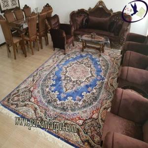 فرش آبی کاربنی طرح الهام