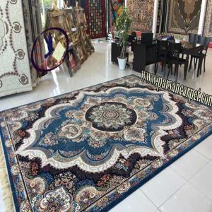 فرش آبی کاربنی طرح شهیاد