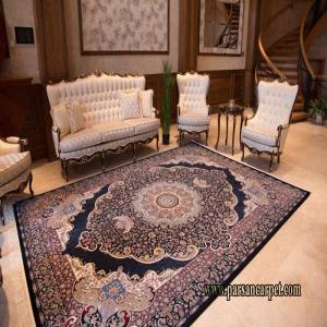 فرش طرح ملیکا سورمه ای هرار شانه
